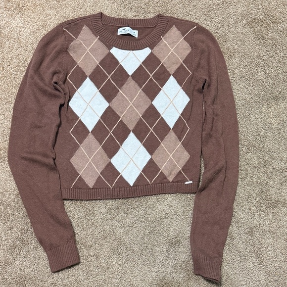Hollister Brown and Cream Argyle Sweater - Picture 1 of 2